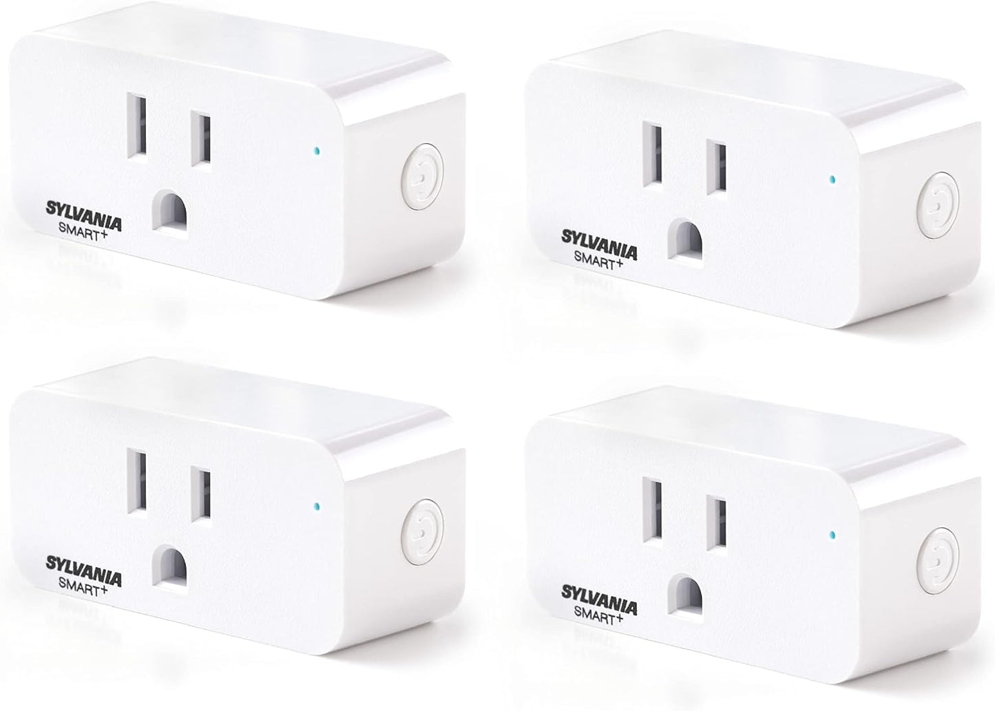 Sylvania WiFi Smart Plug, Voice Control, Compatible with Alexa and Google Home, Timer, On/Off, White - 4 Pack (75703)
