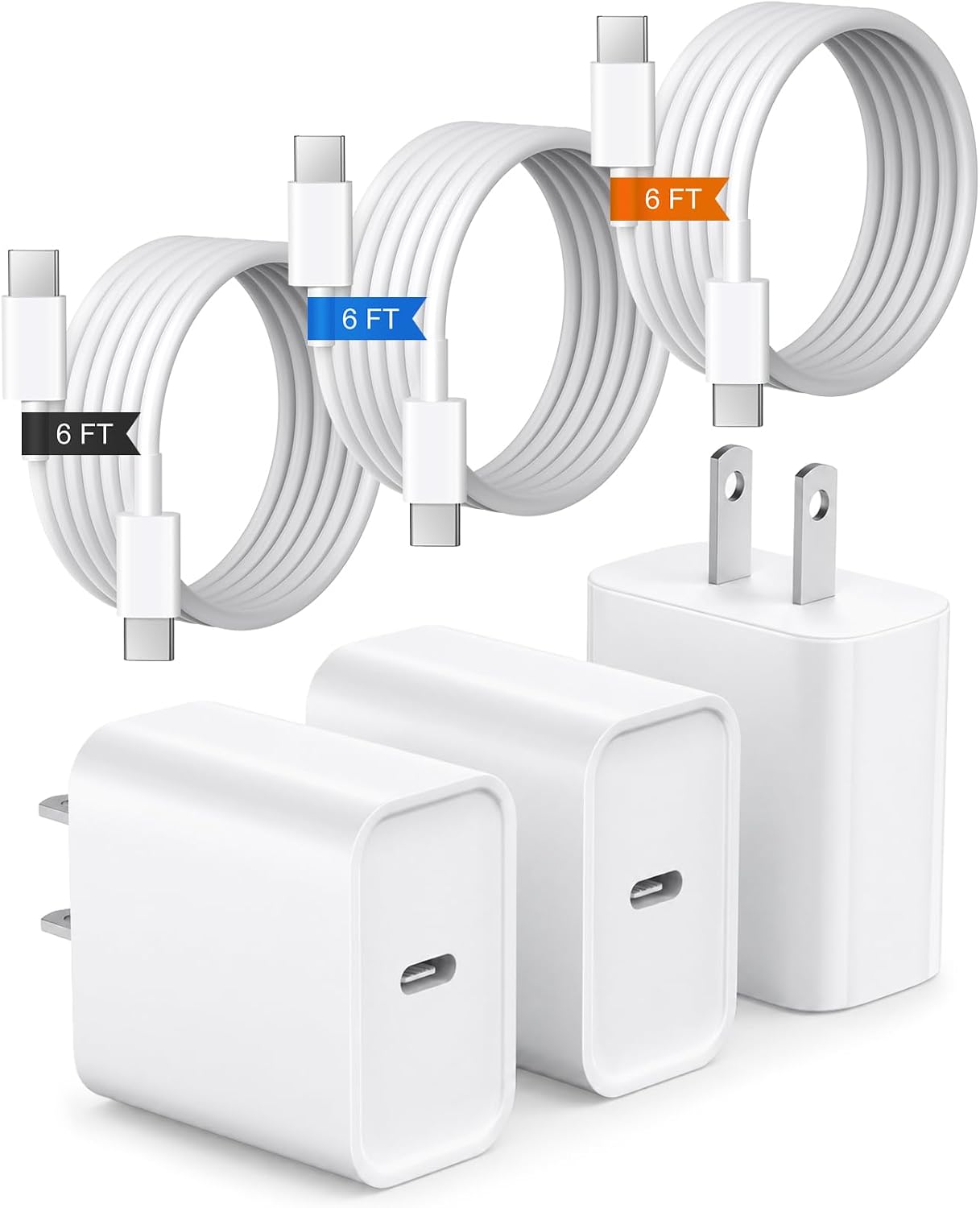 iPhone 17 16 15 Charger Fast Charging 3Pack USB C Charger Type C Charger | 6FT Cable for iPhone Air/17/17 Plus/17 Pro/17 Pro Max/16/16 Plus/16 Pro/16 Pro Max/15/15 Pro Max/iPad Pro