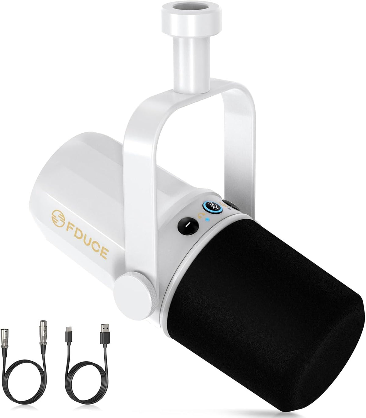 FDUCE SL40 Dynamic Microphone, USB/XLR Podcast Recording PC Mic, White