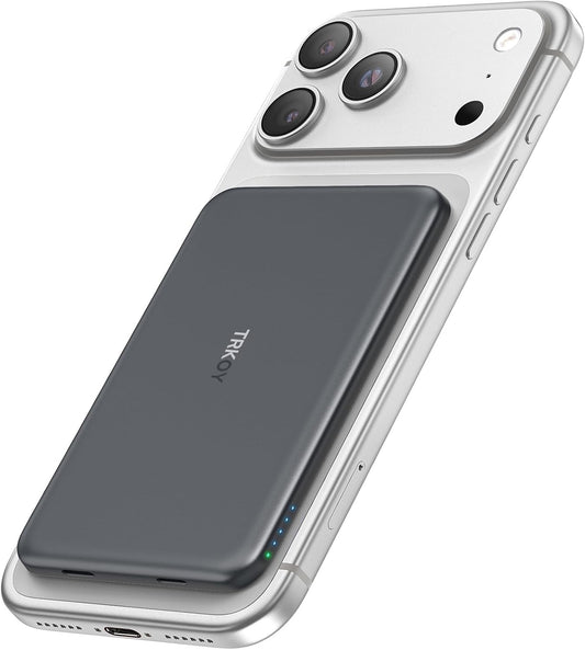 for Magsafe Portable Charger,5000mAh Slim Wireless Magnetic Power Bank with USB C Charging,Travel Essential for Magsafe Battery Pack Compatible with iPhone 17/16/15/14/13/12 Series,Graphite Gray