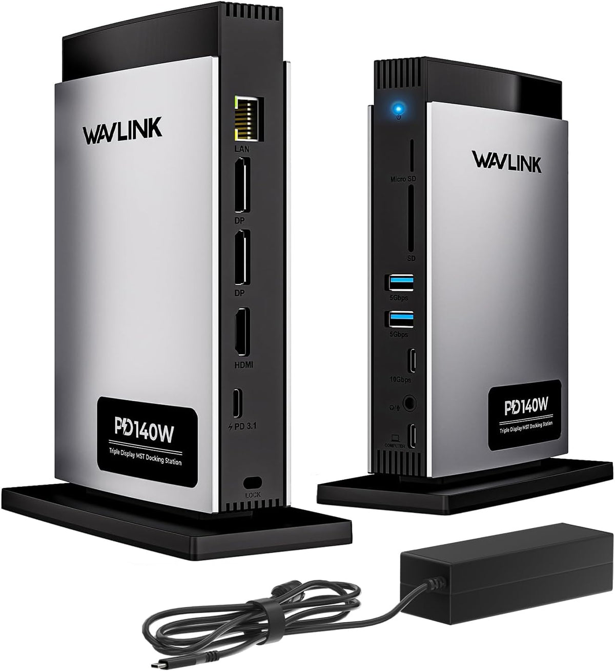 WAVLINK Laptop Docking Station 3 Monitors, 11-in-1 USB C Docking Station with 125W PD3.1 Pass-Through & Power Adapter, HDMI + 2* DP, Max Resolution: Single 8K or Triple 4K, for MacBook M1–M4 & Windows