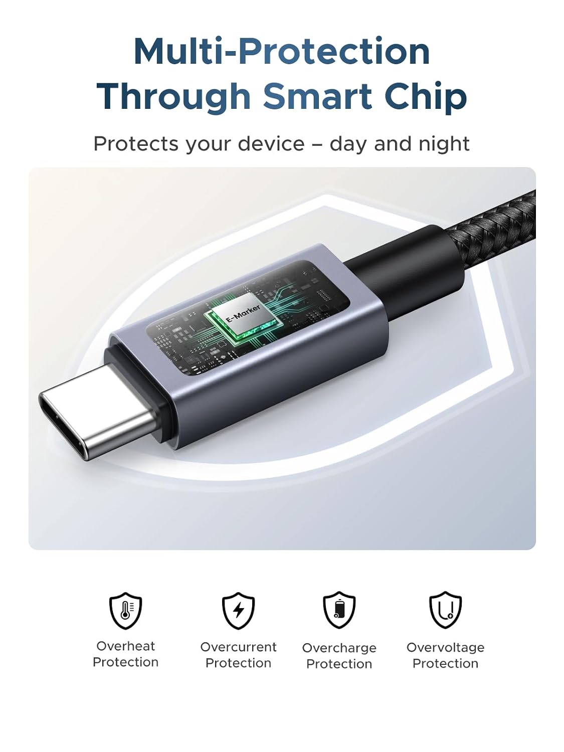 UGREEN Nexode 240W USB-C to USB-C Cable with TFT Smart Display, 3.3ft