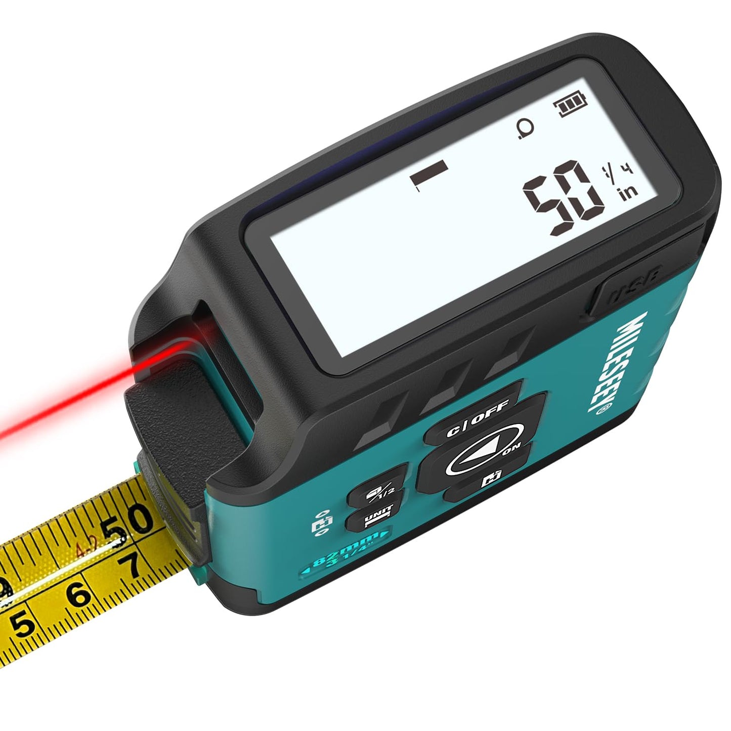 MILESEEY DT20 3-in-1 Digital Laser Tape Measure, 131ft Laser & 16ft Tape | Real-Time Digital Tape Readout, Distance/Area/Volume/ Pythagorean/Midpoint, Rechargeable, Measuring Tape for Pro & DIY Use
