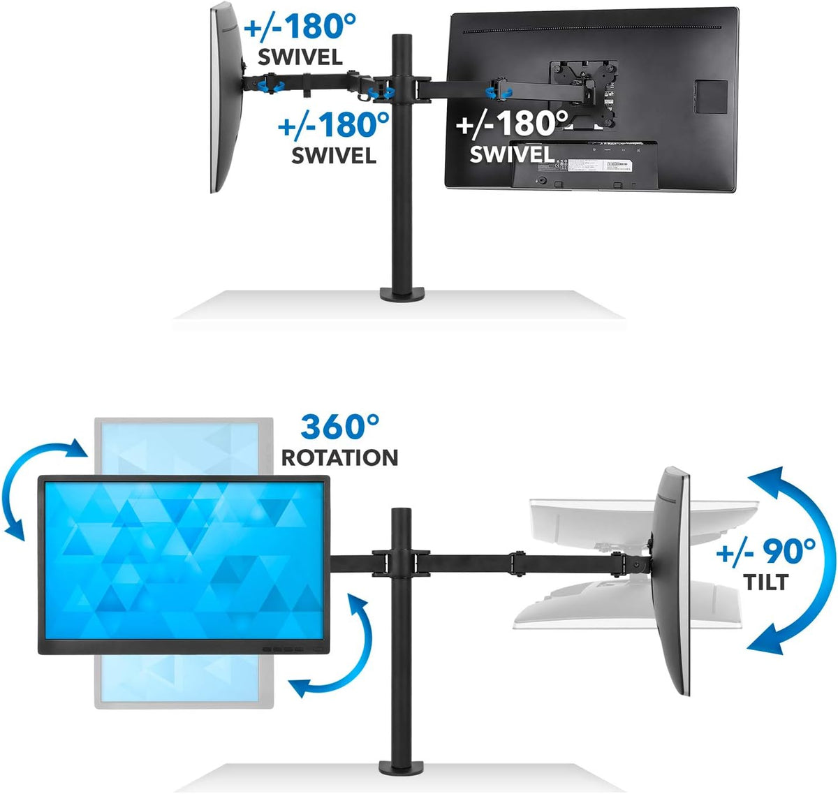 Mount-It! Dual Monitor Desk Mount, 17-32", 19.8 lbs Each