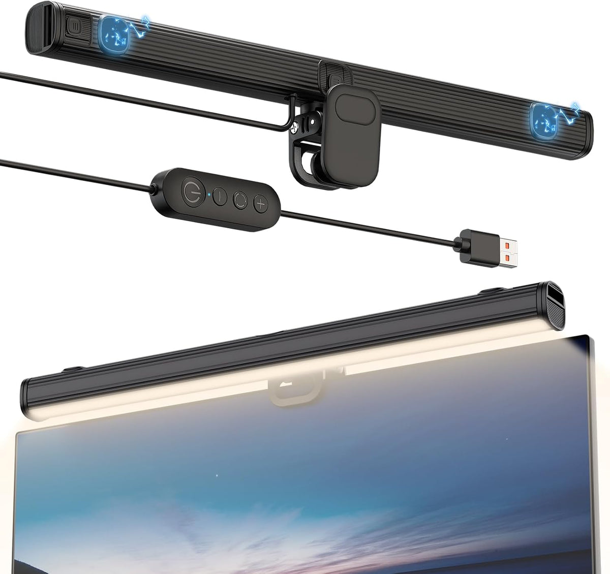 Smiling Shark Monitor Light Bar with Magnetic 3 Color Temperature Dimmable
