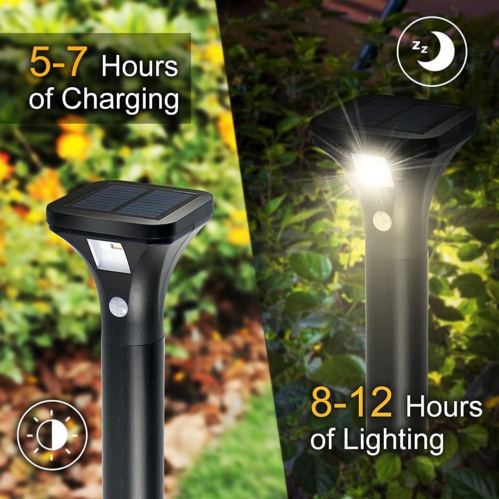 AURAXY Solar Outdoor Lights with Motion Sensor – Waterproof LED Pathway Lights for Yard, Garden, Walkway, Driveway – Auto On/Off, Easy Installation (4 Pack)