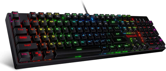 Redragon K582 Wired RGB Mechanical Gaming Keyboard, 104-Key Standard Layout | 16.8M Color Immersive eSports Lighting Vibe, N-Key Rollover for Accurate Combos, 50M-Keystroke Durability, Customize Software