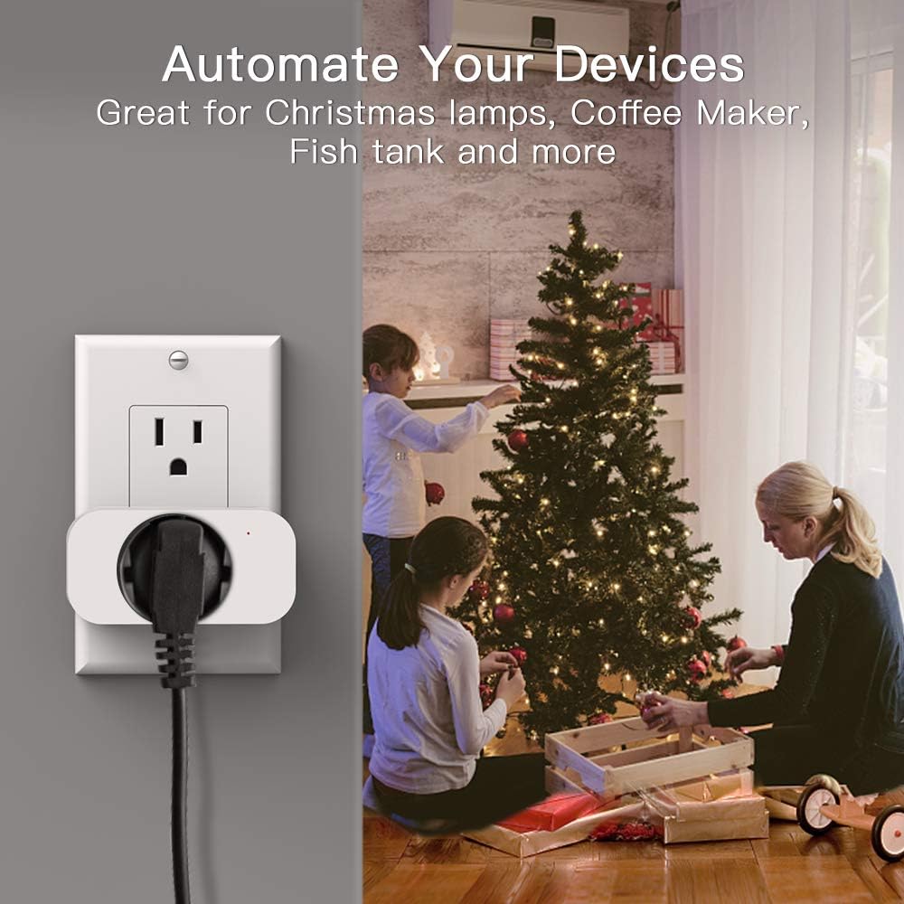TREATLIFE 4 Pack Smart Plugs that Work with Alexa and Google Home, 7 Day Heavy Duty Programmable Timer, 1800W 15A WiFi Smart Outlet, Child Lock, Vacation Mode, Reliable WiFi Connection