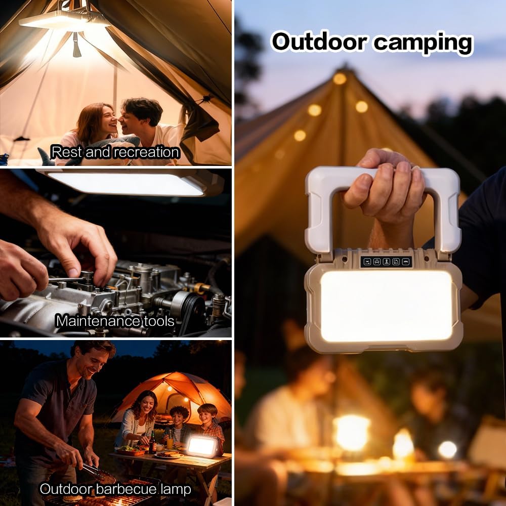 Collapsible Portable Ultra Bright LED Camping Lantern 1500 Lumens USB-C Rechargeable Tent Light 5 Modes 3 Light Sources for Power Outages Camping Hiking Emergency Work Lights