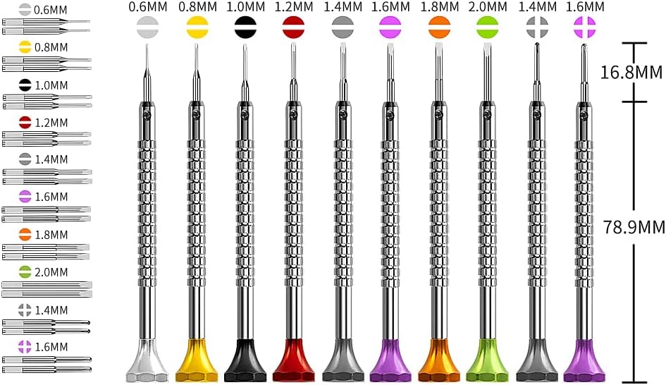 10 pcs Precision Slotted And Phillips Watch Screwdriver Set Different Sizes With 20 Extra Replace Blades Watchmaker Screwdriver Set for Watch,Jewelry,Eyeglass，The Best Gift for Dad