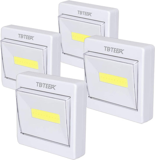 Closet Light Battery Operated Tap Light Stick Anywhere (4 Pack) | Super Bright, Stick on Light Switch Nightlight for Closet, Cabinet, Shed, Attic, Emergency
