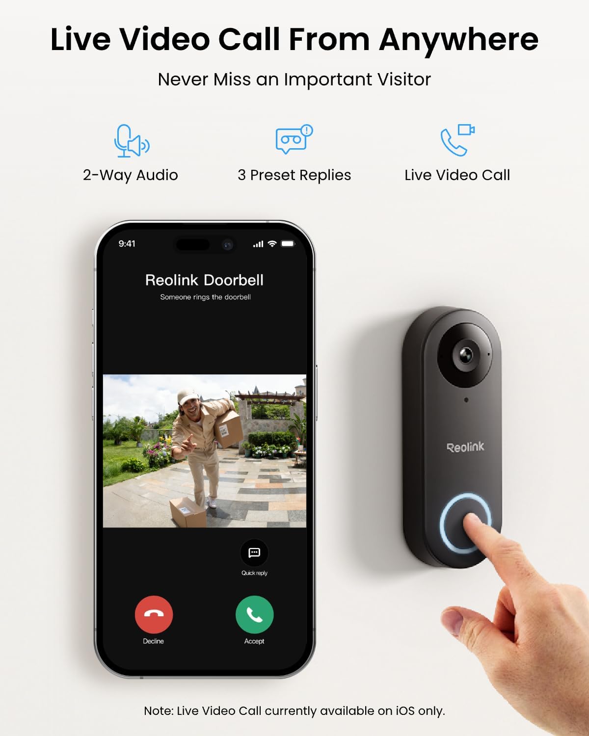 REOLINK Video Doorbell WiFi Camera with 4MP Indoor Camera E1 Bundle, Remote Control in One App, No Subscription Fee, Local Storage, Smart Detection
