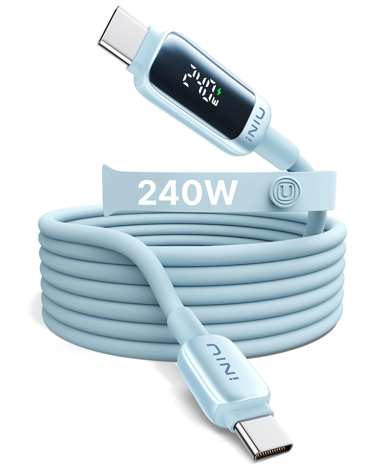 INIU 240W USB C Cable, [2m] LED Display Silicone Type C Fast Charging Cord