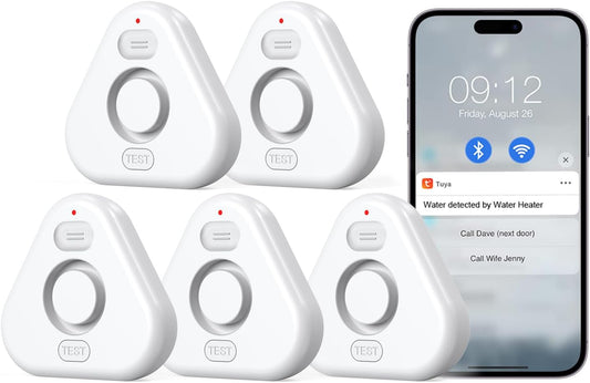 Water Detector Sensor,Water Leak Detectors for Home with App Alerts,Water Alarm with 120db Adjustable Alarm,500ft Transmission for Basement, Bathroom, Laundry, No Hub Required (Support 2.4G)