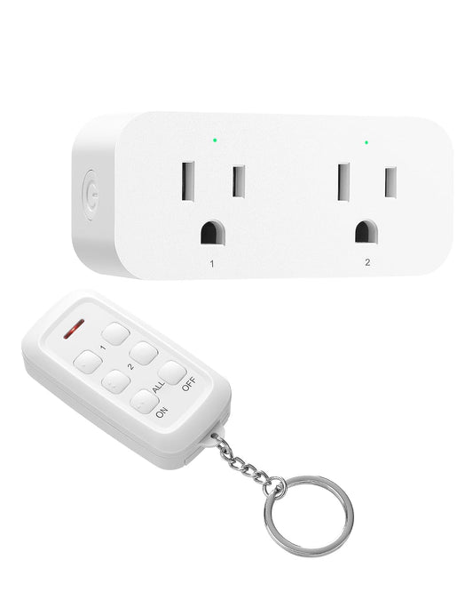 DEWENWILS Wireless Remote Control Outlet, 2 Independent Control Sockets Electrical Remote Light Switch, No Interference Remote Outlet Switch, No Wiring, 15A/1875W, 100 FT Range