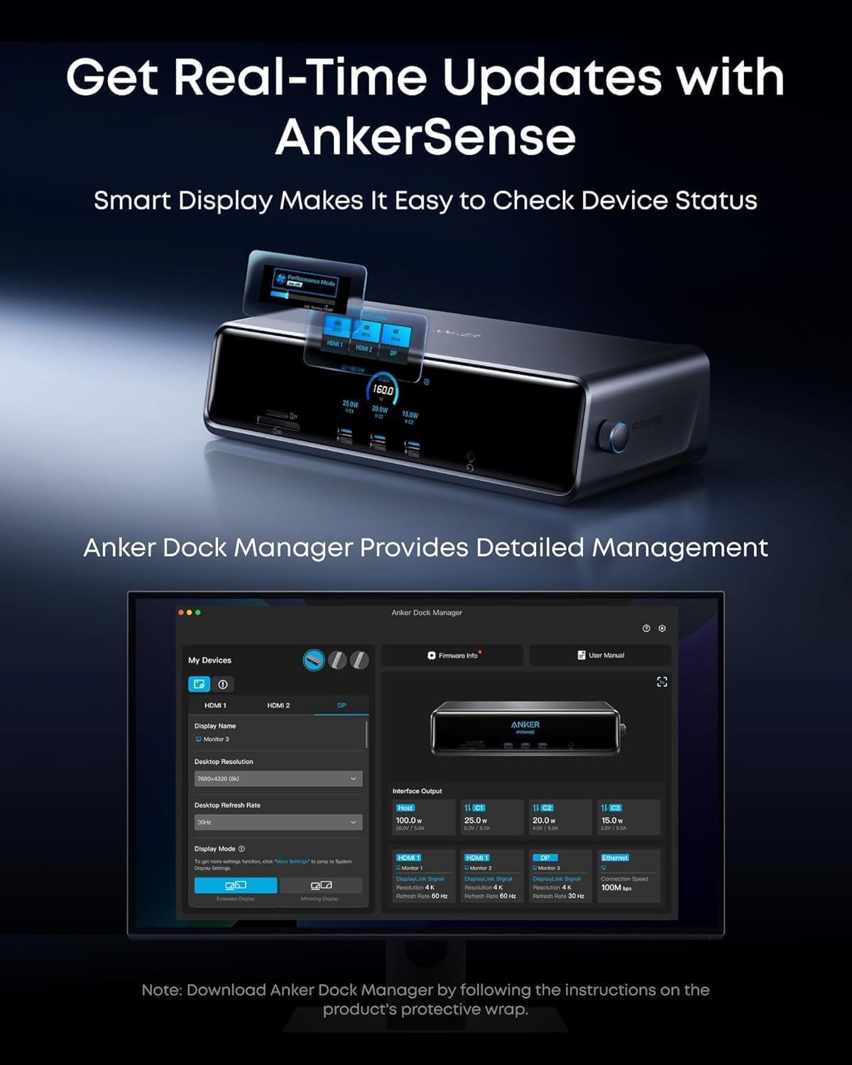 Anker Prime Docking Station (DL7400), 14-in-1 Triple Display, DisplayLink | 140W Max, Smart Display, Triple 4K@60Hz (2 HDMI+1 DP), for Windows Laptops (The Latest DisplayLink Driver Must Installed)