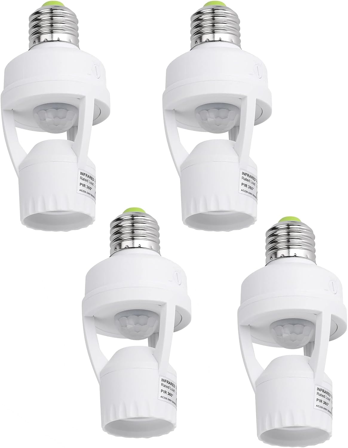 PIR Motion Sensor Light Socket Smart Screw in Light Bulb Outlet Compatible with E26/E27 Motion Activated Bulb Holder Adapter Automatic Control for Garage Storage Room(4pack)