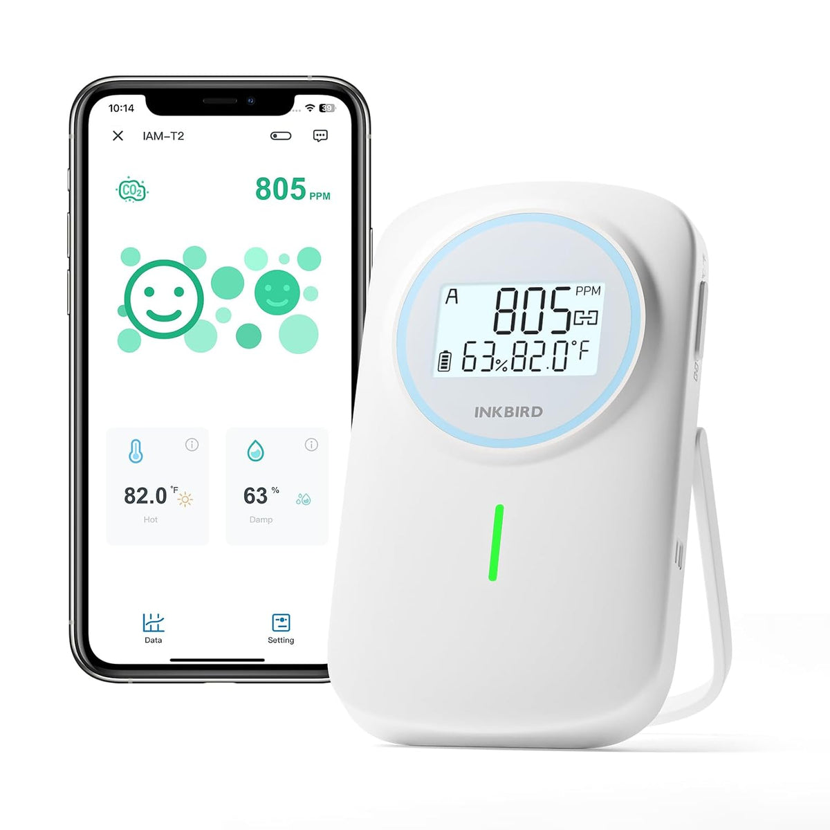 INKBIRD Smart Air Quality Monitor Ndir CO2 Monitor Bluetooth with App