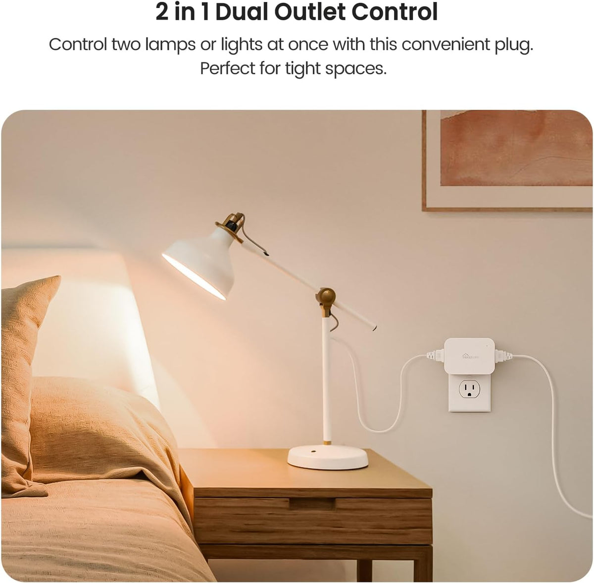 TREATLIFE 2 in 1 Dimmer Plug with Remote, No Smart Features, Wireless Remote Control Outlet, Up to 100FT Range, Plug-in Dimmer Switch for Dimmable Bulbs, String Lights, Max Power 300W