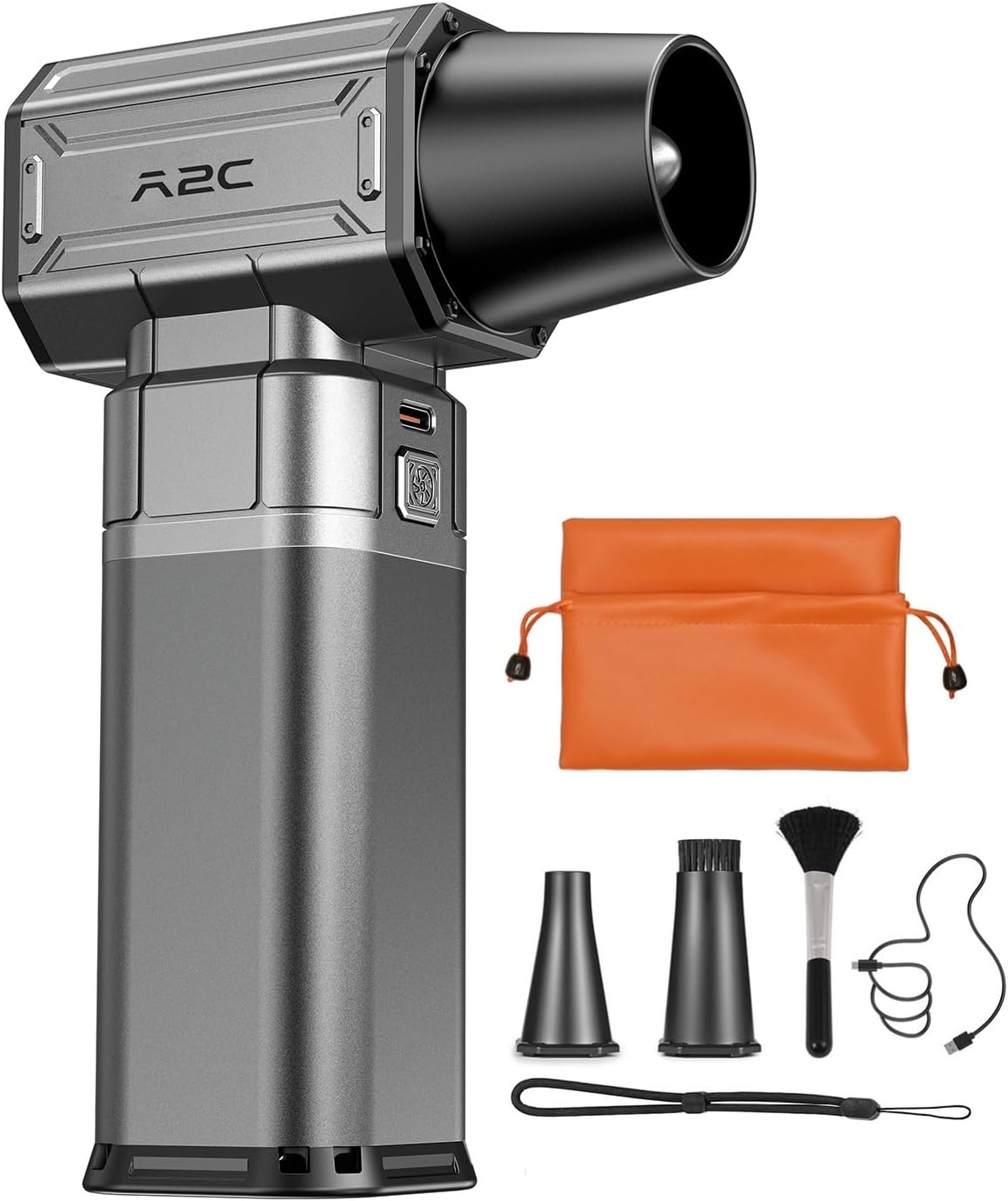 A2C Cordless Mini Air Blower - Upgraded 40mm Motor, 450g Powerful Airflow | Compressed Electric Air Duster, Rechargeable & 4-Gear Adjustable Snow Blower for Car/House/Outdoor/Keyboard/Computer/PC