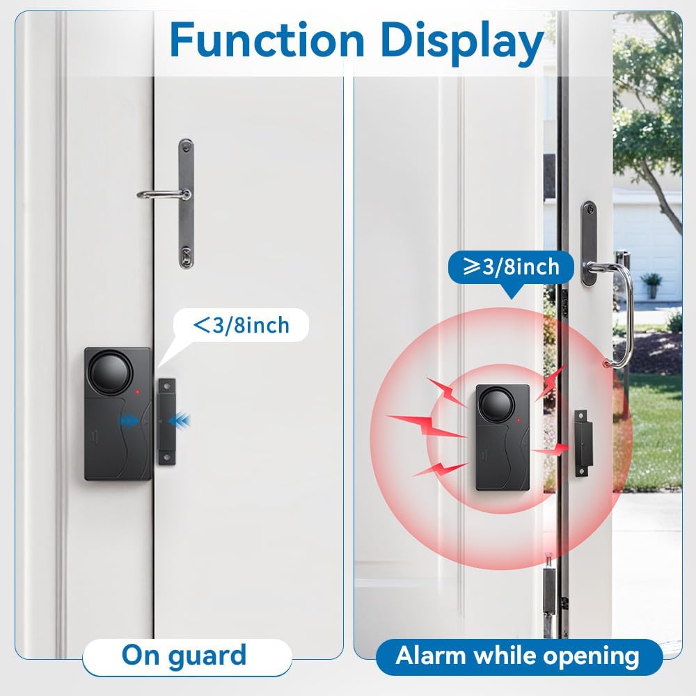 Door Alarm with Remote, Door Chimes When Door Opens, 110dB Window Alarms for Home Security, Door Sensor, Pool Alarm