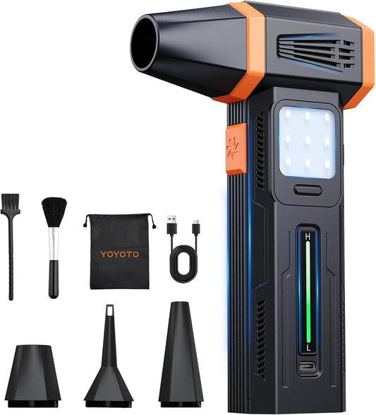 Compressed Air Duster Powerful 40MM Brushless Motor Electric Air Duster | 430G Storm Force Air Duster 360W Power & 59.2WH Rechargeable Blower, Up to 6H, 4 Gear Turbo fan for Keyboard Car Home Outdoor