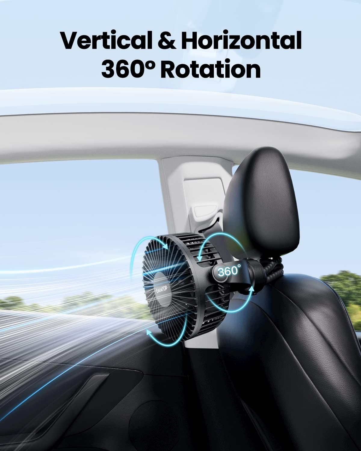 Gaiatop Mini Portable Stroller Fan, Small Clip on Fan 3 Speed Rechargeable | 360° Rotate Flexible Tripod, Battery Operated Detachable, Cooling for Car Seat Crib Treadmill Travel Black