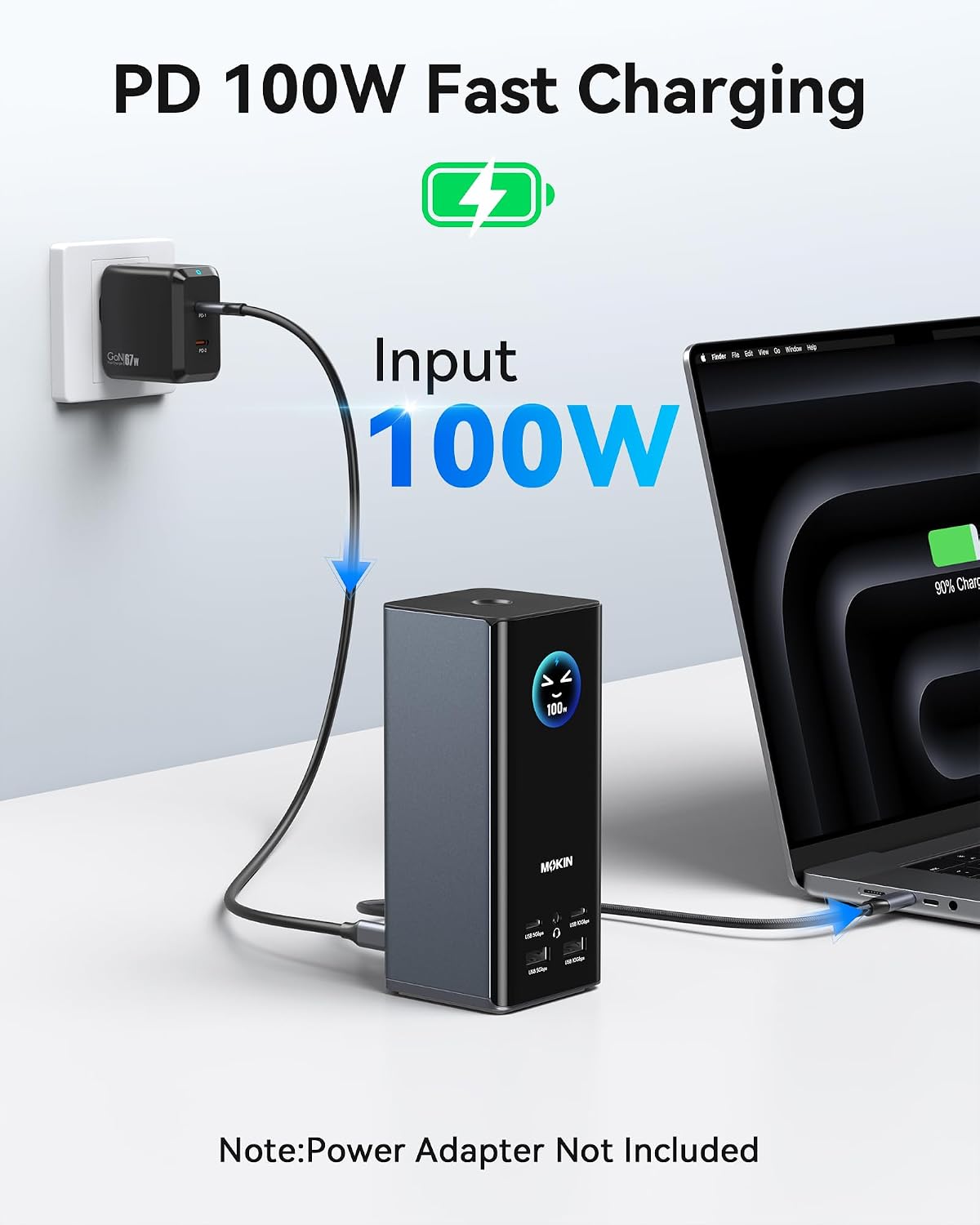 MOKiN USB C Docking Station 3 Monitors, 17-in-1 Triple Display Docking Station with 3 HDMI & 2 DP, 10G USB A/C, Gigabit Ethernet, 100W PD, Smart Display, SD/microSD, for Mac/Dell/Hp(Driver Required)