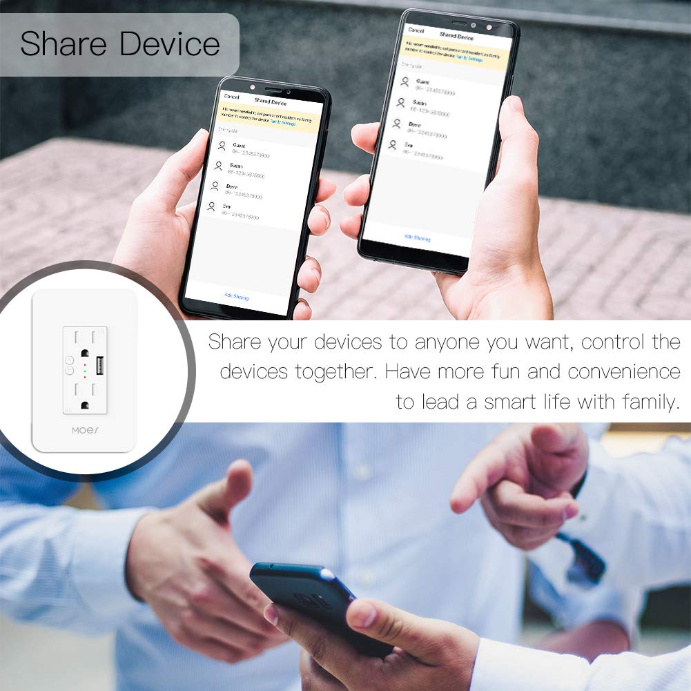 MOES Smart in-Wall Outlet, USB-A, 15A, 2.4GHz WiFi, No Hub Required | Smart Life/Tuya APP Remote Control, Works with Alexa and Google Assistant for Hands-Free Voice Control