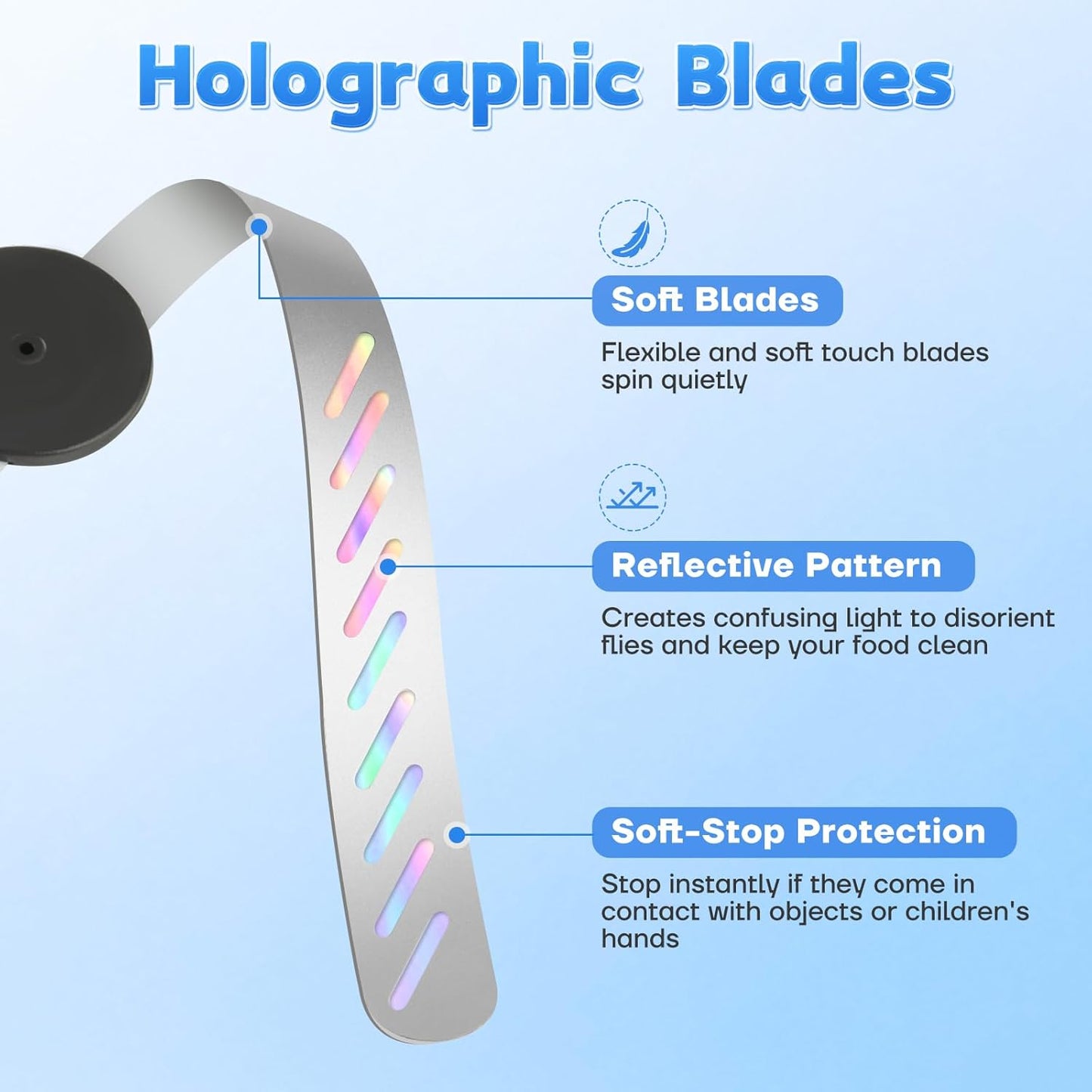 Fly Fans for Tables, Bug Fans with Holographic Blades 4 Pack | Battery Operated Fly Repellent Fan, Keep Flies Away from Picnic, BBQ, Restaurant, Party, Indoor and Outdoor