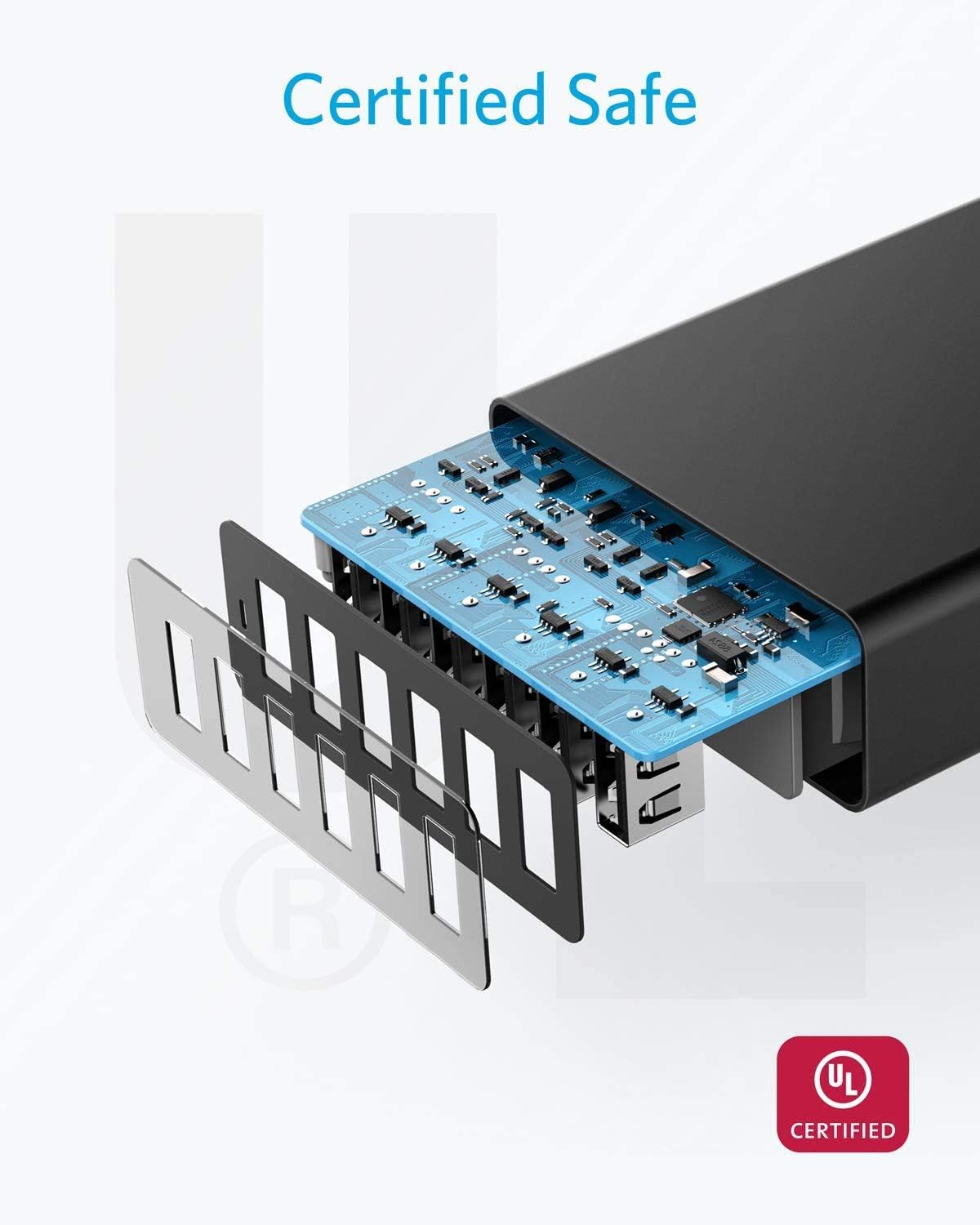 Anker Desktop Charger, 60W 6 Port USB Multiple Charging Hub | PowerPort 6 Multiple USB Charger, Campatible with iPhone, iPad, MacBook, Galaxy, LG, HTC, and More