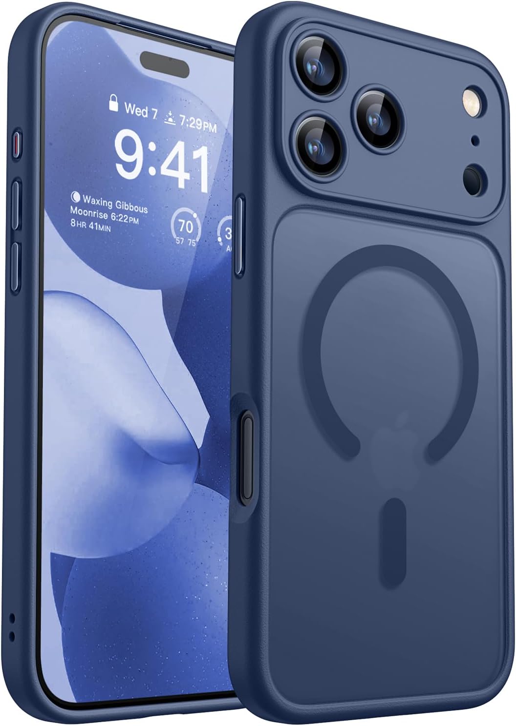 CANSHN Magnetic Shockproof for iPhone 17 Pro Max Case, Deep Blue | Full Camera Protection, Compatible with MagSafe, Translucent Matte, Military-Grade Protection, Scratch Resistant, Slim Fit