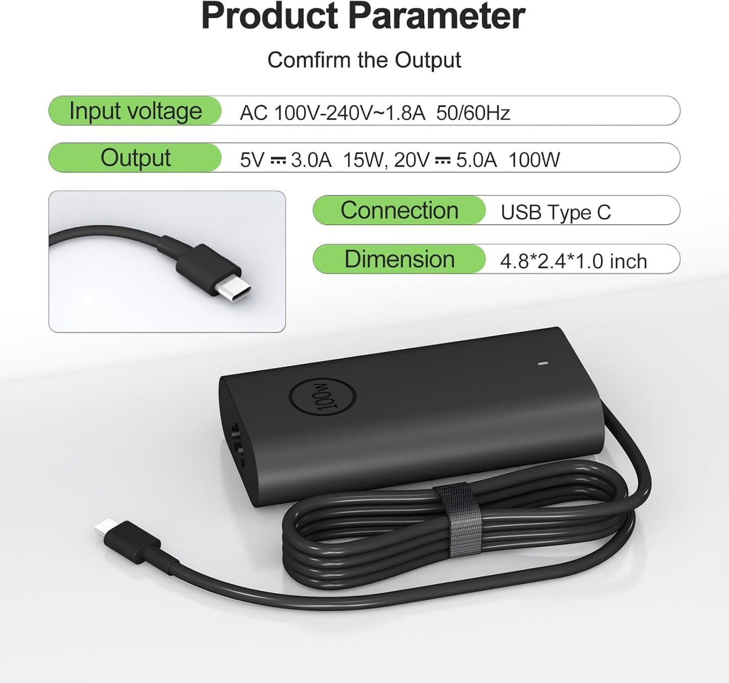2026 New 100W USB Type C Laptop Charger Compatible with Dell Precision 3580 5470 5480 5550 5560 5530 5570 5750 Latitude 5340 7640 7340 5540 9440, XPS 15 17 9575 9500 9510 9520 9530 9710 Power Cord