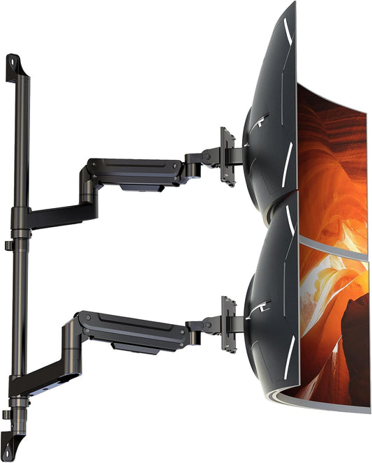 PUTORSEN Dual Monitor Wall Mount Fits 17-49" Ultrawide Screens, Black