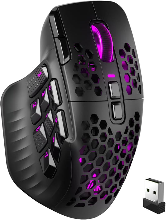 SOLAKAKA SM809 Pro MMO Gaming Mouse with 9 Side Buttons,24000 DPI RGB Mouse for Gamer,16 Programmable Macros MMO Mouse,Black