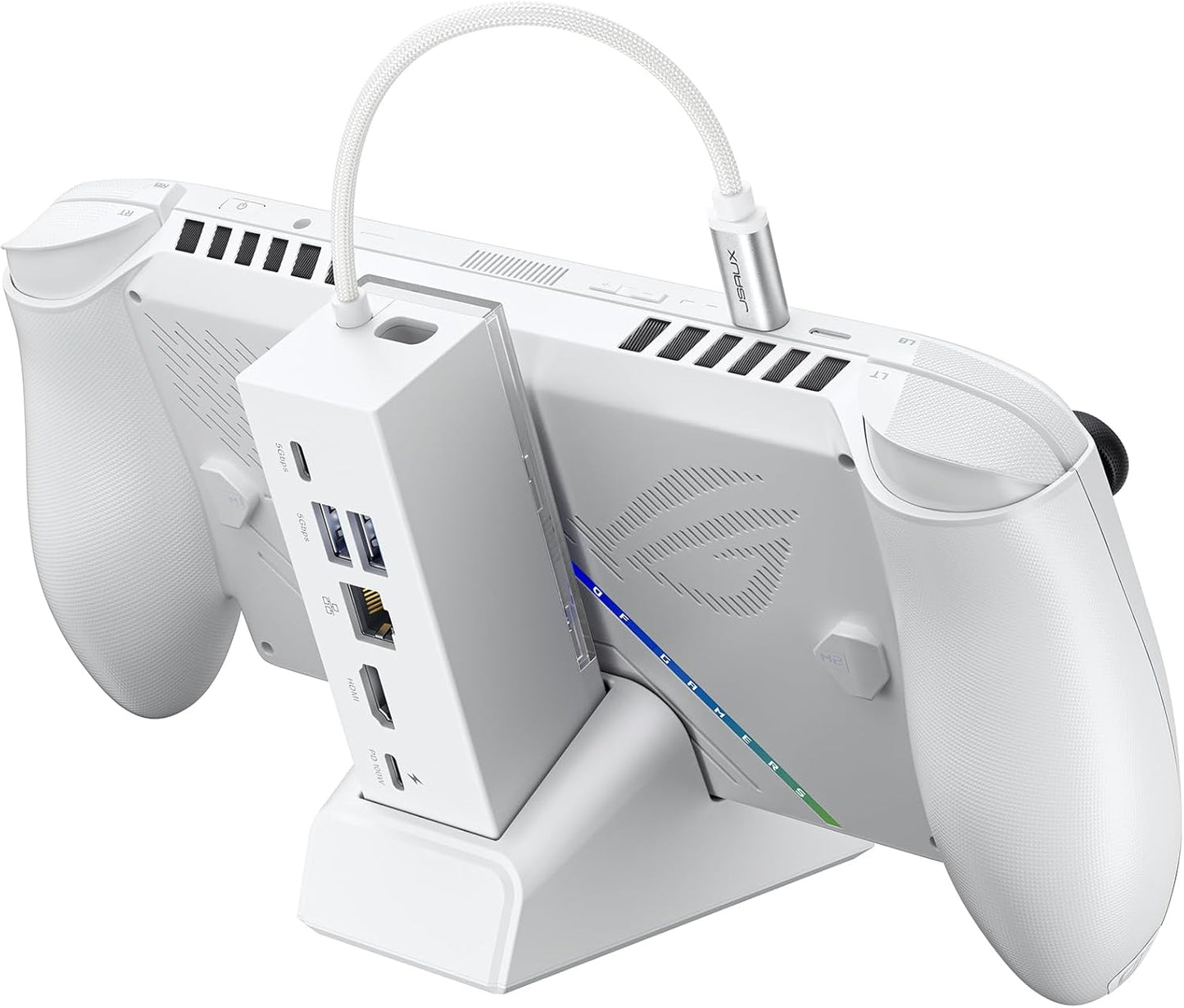 JSAUX Docking Station for ROG Xbox Ally X (2025)/ROG Ally X/ROG Ally/Steam Deck/Legion Go, 6-in-1 Dock with HDMI 4K@120Hz, Gigabit Ethernet, USB A & USB C 3.2 Gen 1, 100W Charging - HB0609 White