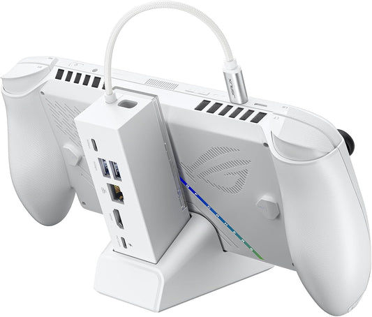 JSAUX Docking Station for ROG Xbox Ally X (2025)/ROG Ally X/ROG Ally/Steam Deck/Legion Go, 6-in-1 Dock with HDMI 4K@120Hz, Gigabit Ethernet, USB A & USB C 3.2 Gen 1, 100W Charging - HB0609 White