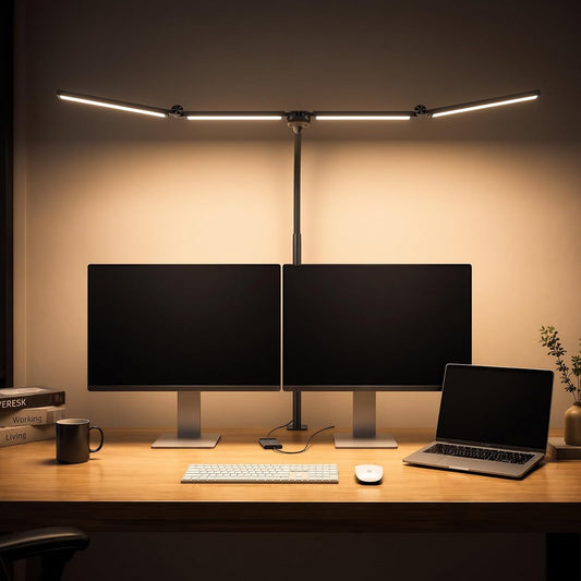 LED Desk Lamps for Home Office, Adjustable Swing Arm Desk Lamp with Clamp | Gooseneck Tall Clip on Desk Light for Sewing,Reading,Draw,Workbench,Study,Puzzle,Craft,Monitor,Architect,Computer,Task