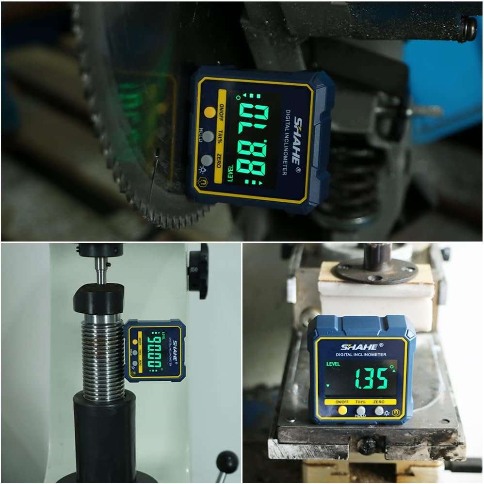 SHAHE Digital Angle Gauge Magnetic Protractor Inclinometer Level Angle Finder Angle Cube Level Box with Magnetic Base and Backlight