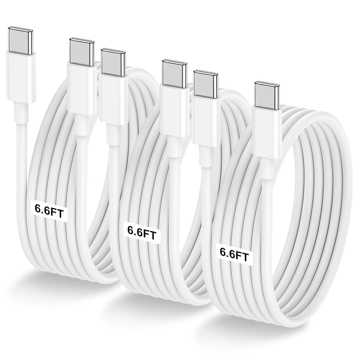 3-Pack 6.6FT 60W USB C to USB C Cable, Type C to Type C Cable,Fast Charging Cable for iPhone Air 17 16e 16 15 Pro Plus Pro Max，for Galaxy S25/S24, for iPad Pro/Air/mini, for MacBook Pro/Air and More
