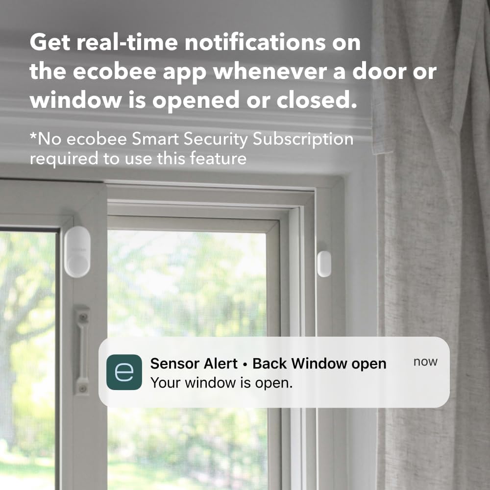 ecobee Smart Sensor for Doors & Windows 2 Pack for Home Security | Get instant alerts when doors and windows are opened. Enhance your security and peace of mind by securing your home.