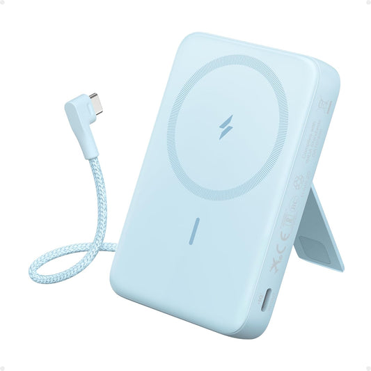 Anker Zolo Magnetic Power Bank, 10,000mAh Wireless Portable Charger | Magnetic Battery Pack with 30W Max Fast Charging, Built-in USB-C Cable and Adjustable Stand, for iPhone 17/16/15 Series