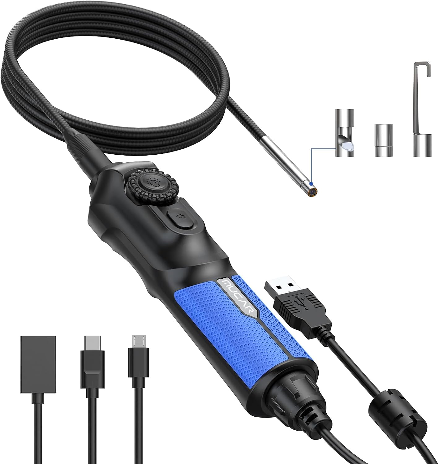MUCAR E021 USB Endoscope Borescope, 720P Borescope with 6 Adjustable LED Light, Compatible with PC and MUCAR Scanners