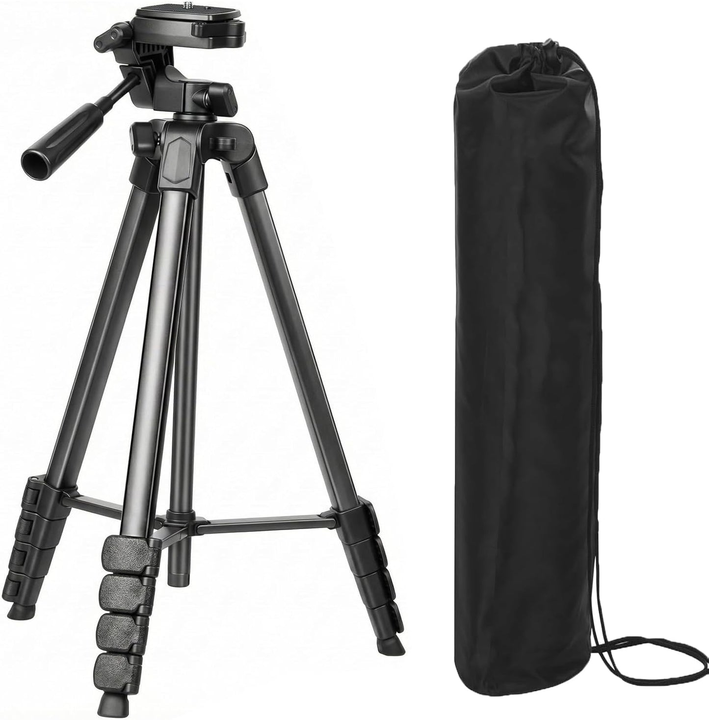 55" Aluminum Tripod for Laser Level, Bubble Level, 1/4" QR Plate, Compact | 18"-55", 1.2lb, 3D Pan Head. Flip Lock, Rubber Feet, Carry Bag, 1/4"-20 Mount Fits Most Laser Measuring Tools, for Indoor Use