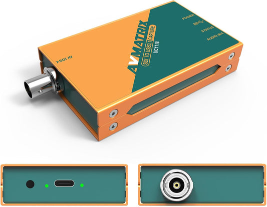 AVMATRIX UC1118 Video Capture Card SDI to USB 3.0(Gen1) 1080P60 Uncompressed (YUY2) Video Capture with Line in for Video Conferencing Telemedicine Online Education on OBS, Zoom, Teams, PC/Mac