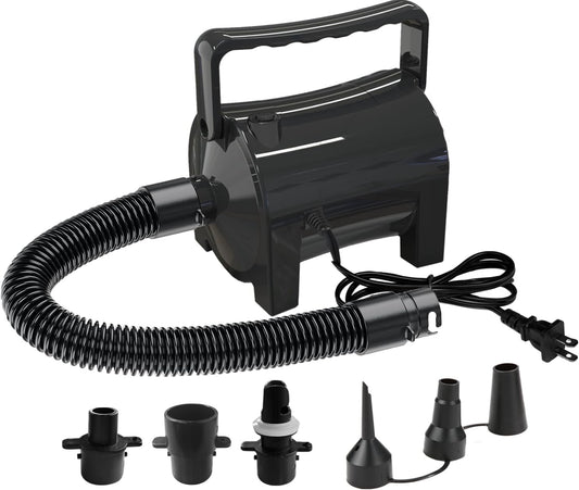 Electric Air Pump Portable 460W Quick-Fill Air Pump Air Flow 45CFM 2.1PSI with Hose 5 Nozzles 120V AC Inflator Deflator Pump for Air Mattress Air Bed Inflatable Cushion Boat Swimming Ring