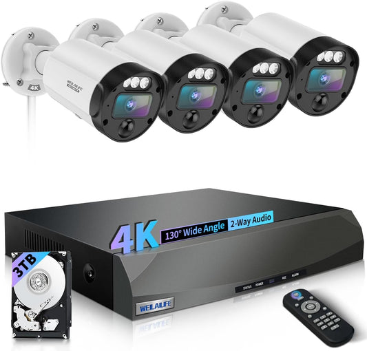 4K Outdoor Wired Security Camera System, POE Video Surveillance Systems