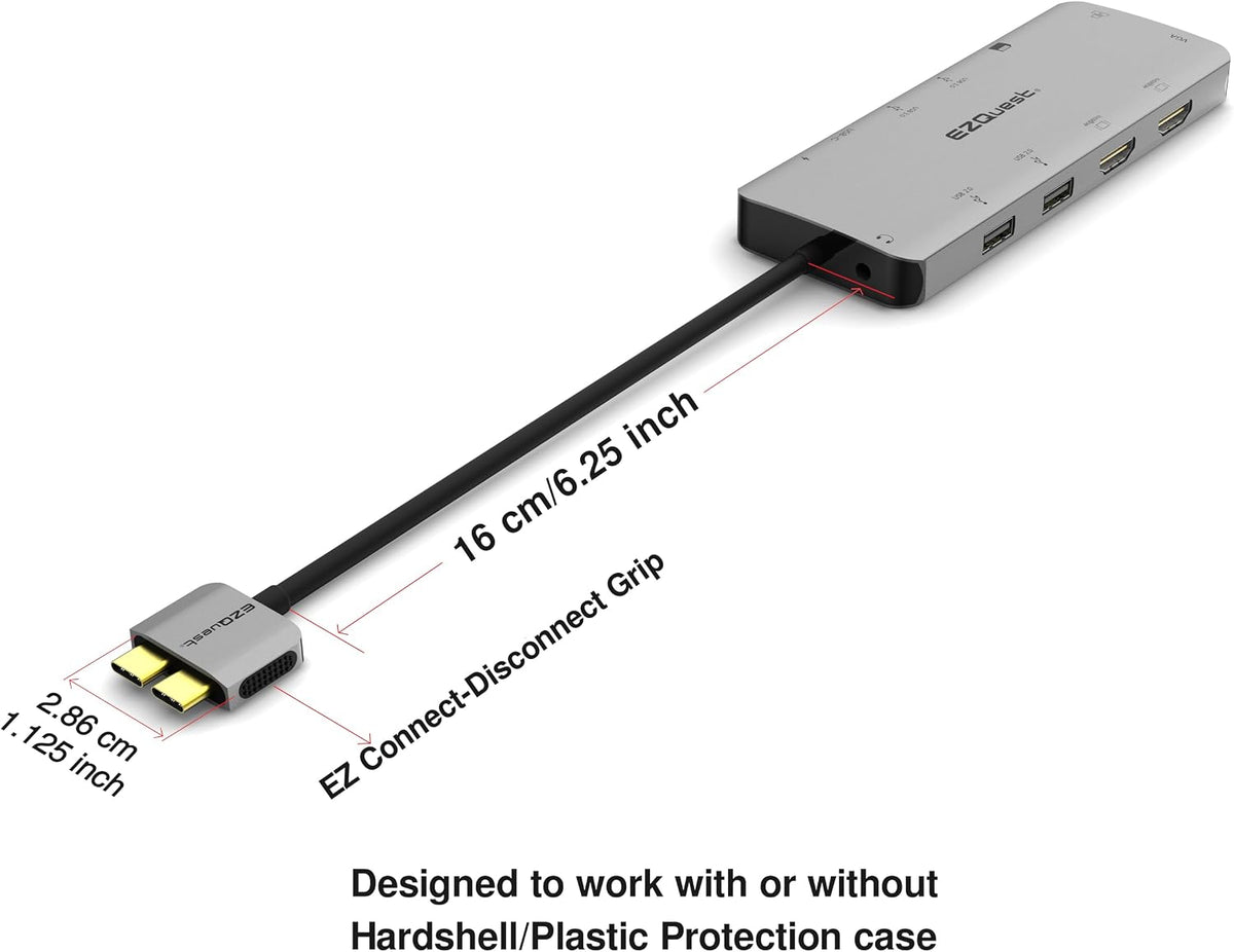 USB C Hub 13 in 2 with 2 HDMI 4K, VGA, 1GBS Ethernet, 2USB A 3.0 Ports, 2 USB A 2.0 Ports, SD/Mico SD and Audio Port for Work and Travel - for MacBook Pro & Air