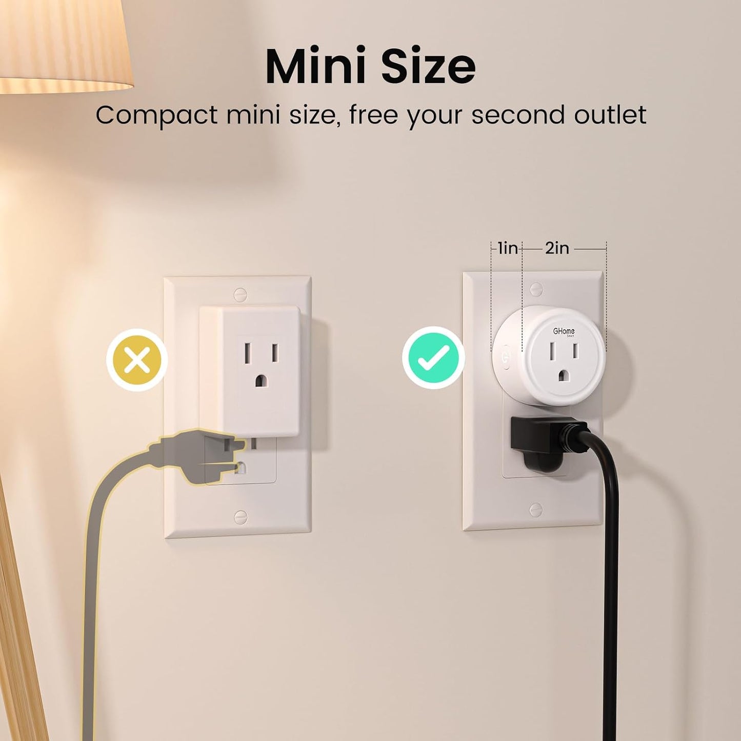 GHome Smart Plug Mini, WiFi Smart Outlet Plug Works with Alexa and Google Home, Timer Outlet with APP Control, 2.4GHz Network Only, No Hub Required, ETL FCC Listed (4 Pack), White