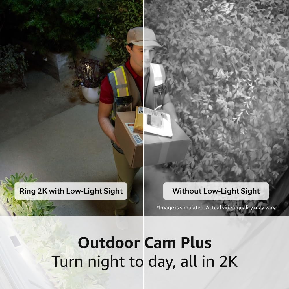 Ring Outdoor Cam Plus, Battery, White with Ring Indoor Cam (2nd Gen), White